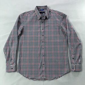 Teddy Stratford Shirt Men XL Check Plaid Zip Fit Cotton Long Sleeve